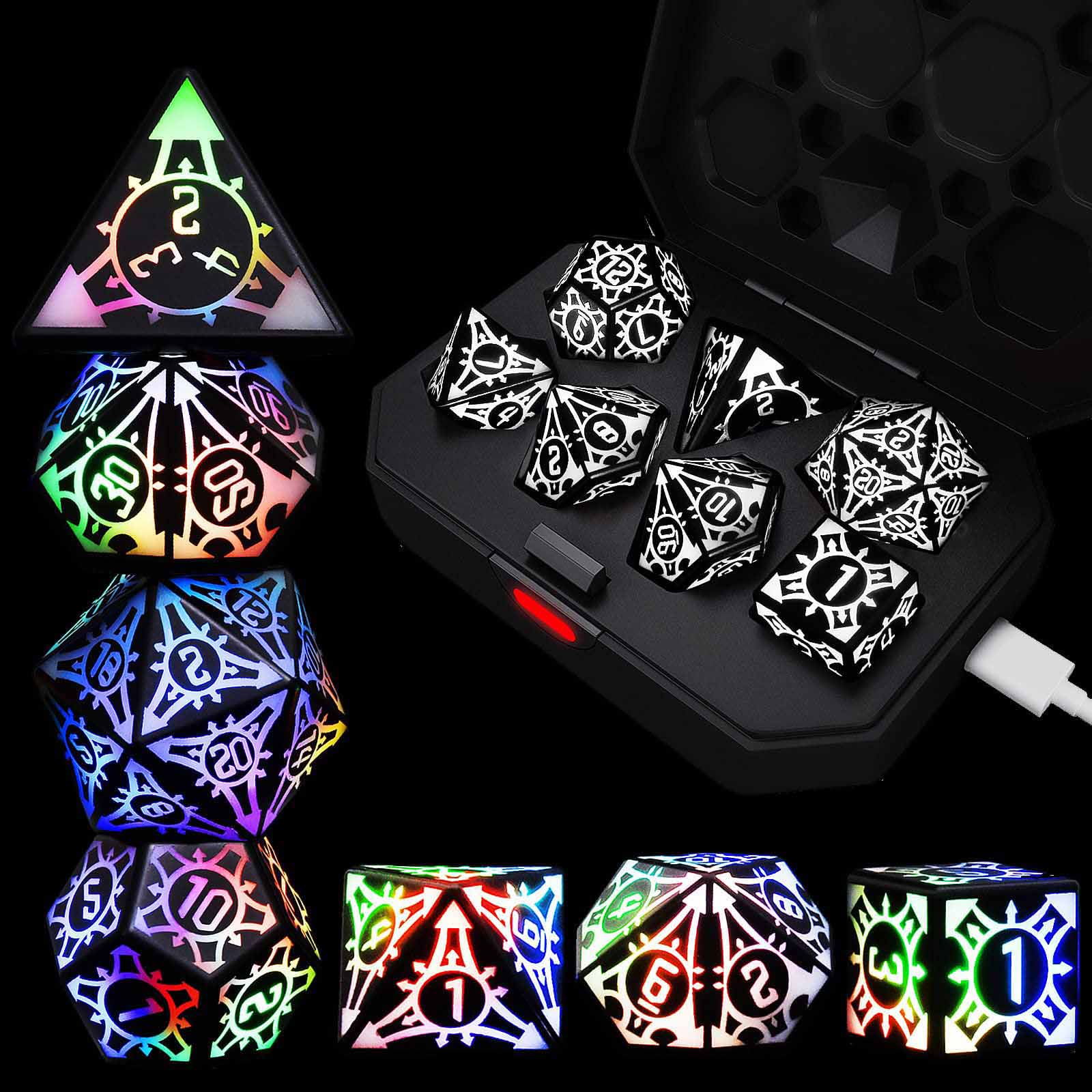 Luminous Polyhedral Dice Club Dice Light-emitting DnD Dice MTG Pathfinder  Game